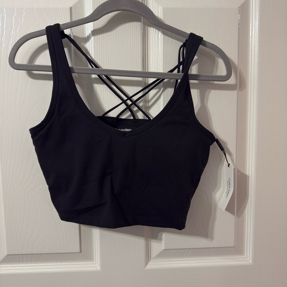 Calvin Klein Black Cross-Strap Crop Bralette